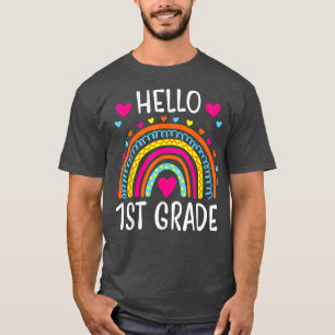 Camiseta Rainbow Hello 1er grado de vuelta a la Maestra Stu