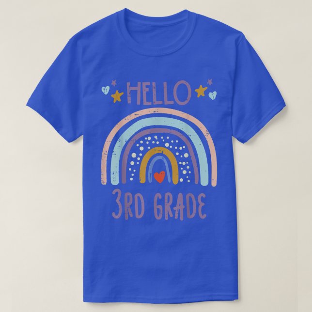 Camiseta Rainbow Hello 3º grado de escuela de tercer día Gi (Diseño del anverso)