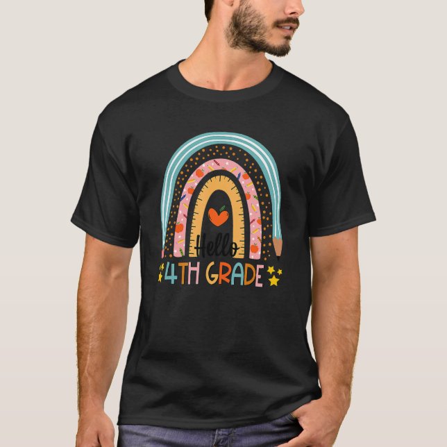 Camiseta Rainbow Hello 4º curso Maestra Primer Día O (Anverso)