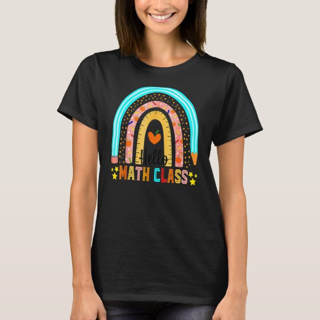 Camiseta Rainbow Hello Cuarto Math Class First Day (Anverso)