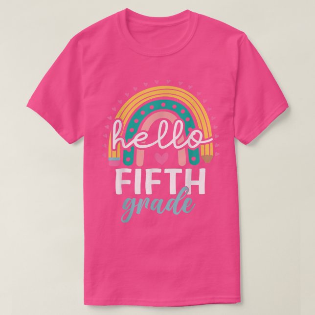 Camiseta Rainbow Hello De quinto grado de vuelta a la Maest (Diseño del anverso)