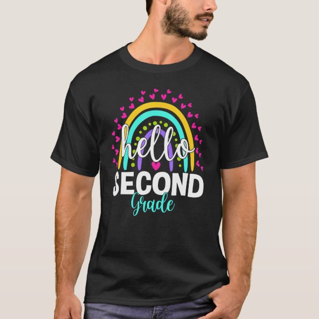 Camiseta Rainbow Hello Segundo curso de Maestría Primer Día (Anverso)