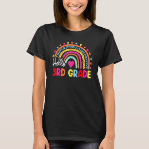 Camiseta Rainbow Hello tercer grado de vuelta a la escuela