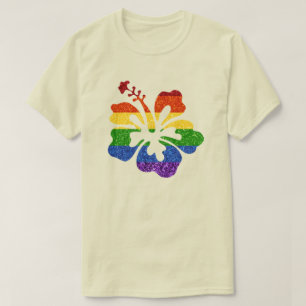 Camiseta Rainbow Hibiscus, Purpurina LGBT