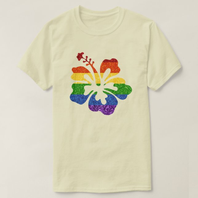 Camiseta Rainbow Hibiscus, Purpurina LGBT (Diseño del anverso)