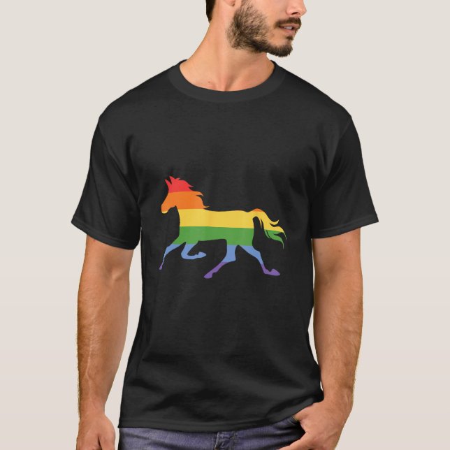 Camiseta Rainbow horse Gay Pride LGBTQ Streetwear Rainbow H (Anverso)