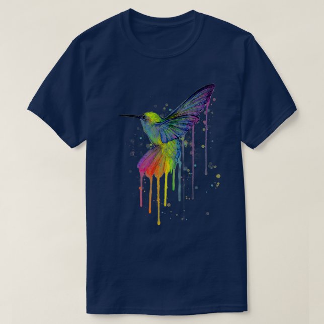 Camiseta Rainbow Hummingbird Watercolor  (Diseño del anverso)