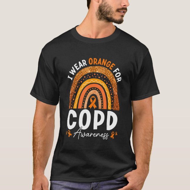 Camiseta Rainbow I Wear Orange Ribbon For COPD Awareness (Anverso)