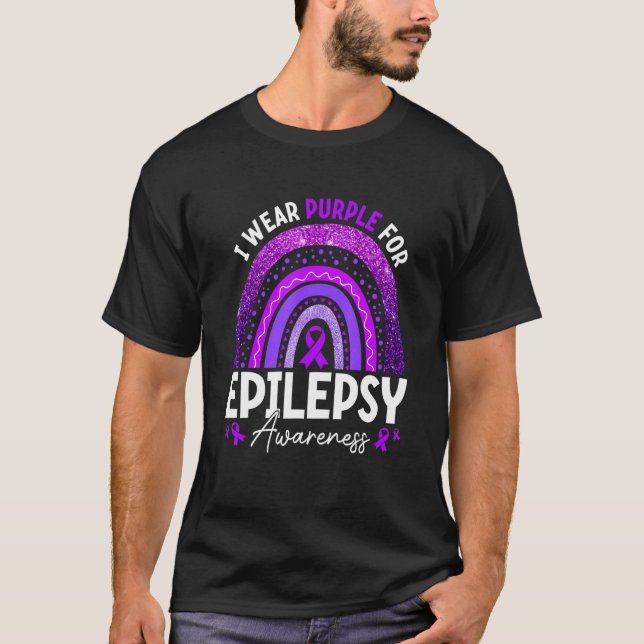 Camiseta Rainbow I Wear Purple Ribbon For Epilepsy Awarenes (Anverso)