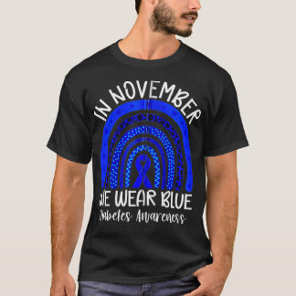 Camiseta Rainbow In November We Wear Blue Ribbon Diabetes A
