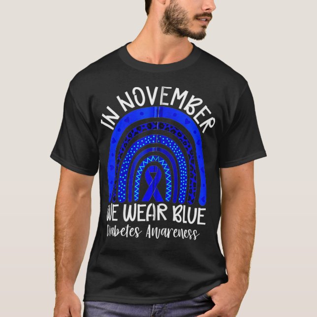 Camiseta Rainbow In November We Wear Blue Ribbon Diabetes A (Anverso)