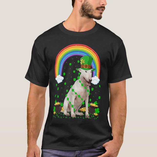 Camiseta Rainbow Irish Shamrock Bull Terrier Dog St Patrick (Anverso)
