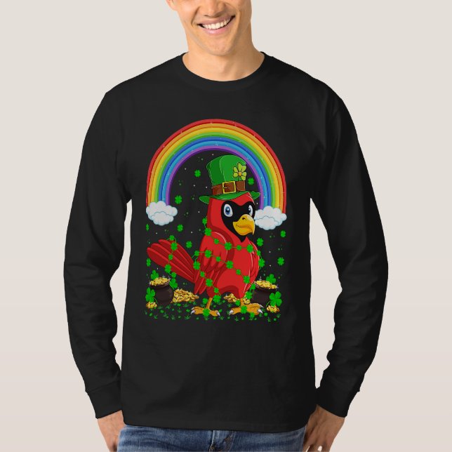 Camiseta Rainbow Irish Shamrock Cardinal Bird St Patrick's  (Anverso)