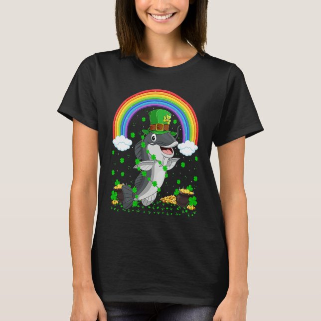 Camiseta Rainbow Irish Shamrock Catfish St Patrick's Day (Anverso)