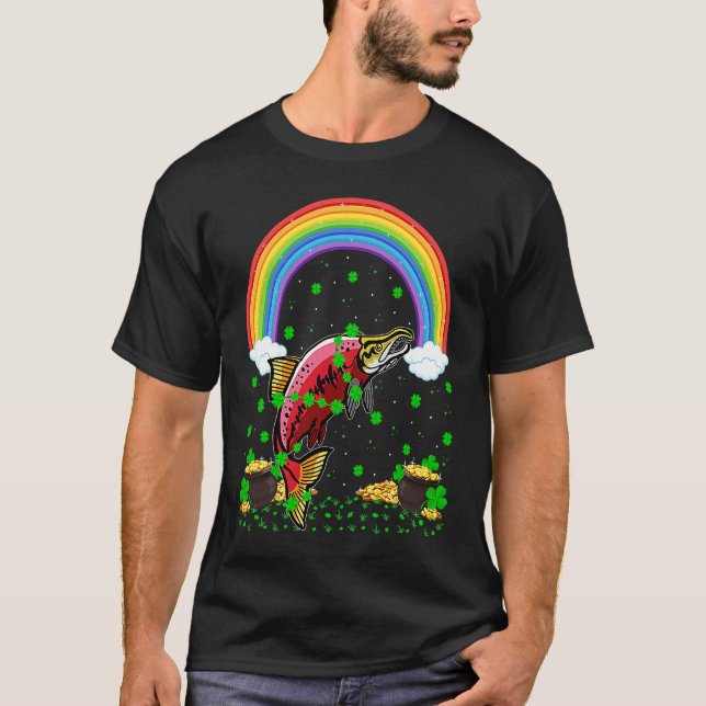 Camiseta Rainbow Irish Shamrock Crappie Fish St Patrick's D (Anverso)
