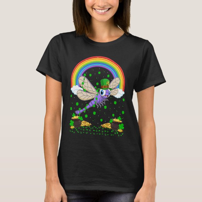 Camiseta Rainbow Irish Shamrock Dragonfly St Patrick's Day (Anverso)