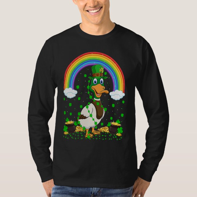 Camiseta Rainbow Irish Shamrock Duck Bird St Patrick's Day (Anverso)