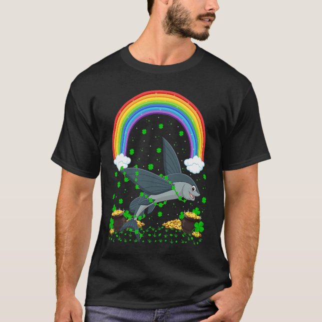 Camiseta Rainbow Irish Shamrock Flying Fish St Patrick's Da (Anverso)