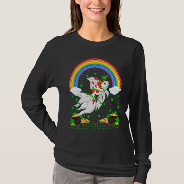 Camiseta Rainbow Irish Shamrock Goldfish St Patrick's Day (Anverso)