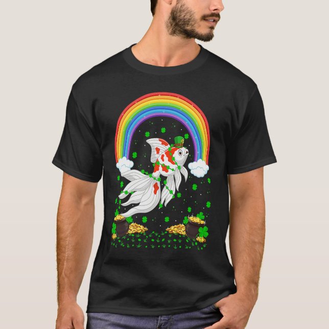 Camiseta Rainbow Irish Shamrock Goldfish St Patrick's Day (Anverso)