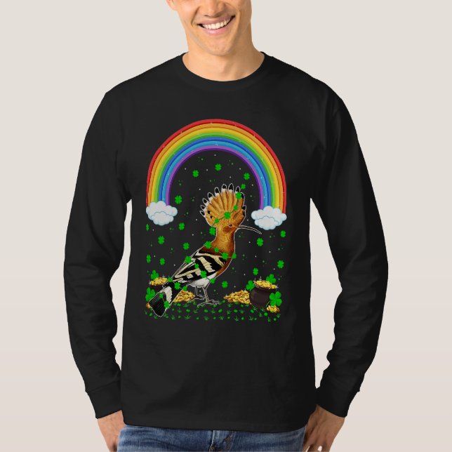 Camiseta Rainbow Irish Shamrock Hoopoe Bird St Patrick's Da (Anverso)