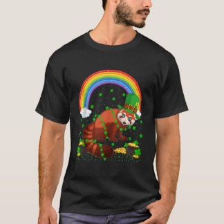 Camiseta Rainbow Irish Shamrock Red Panda St Patrick'S Day