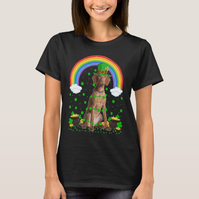 Camiseta Rainbow Irish Shamrock Vizsla Dog St Patrick's Day (Anverso)