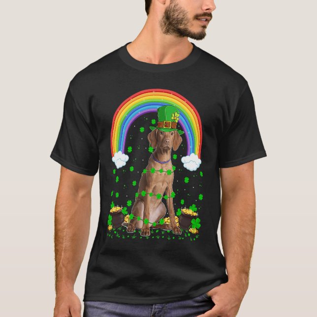Camiseta Rainbow Irish Shamrock Vizsla Dog St Patrick's Day (Anverso)