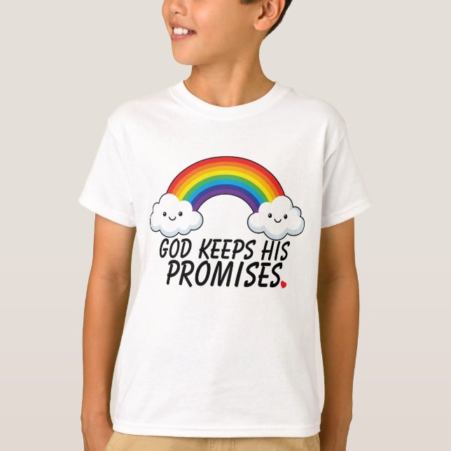 Camiseta Rainbow Kids Dios Cumple Sus Promesas (Anverso)