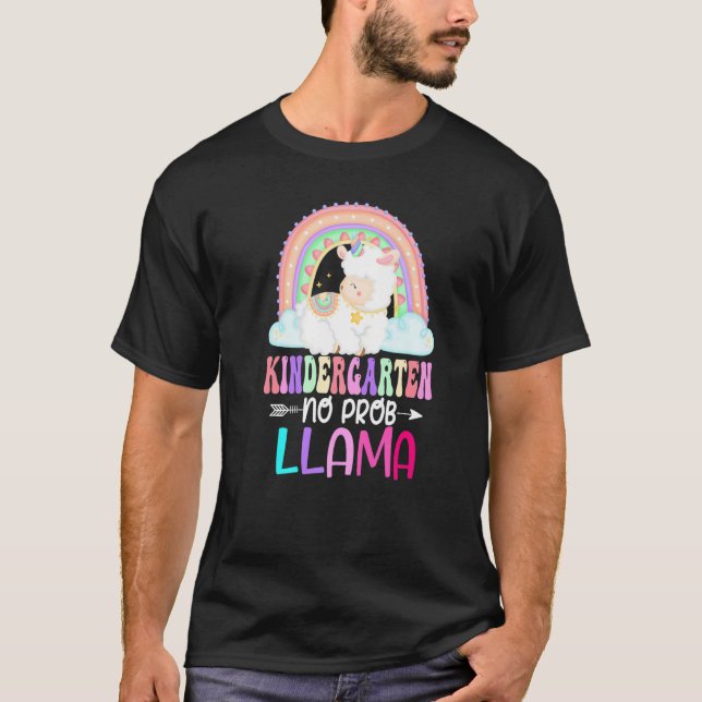 Camiseta Rainbow Kindergarten No Prob Llama 100th Day of Sc (Anverso)