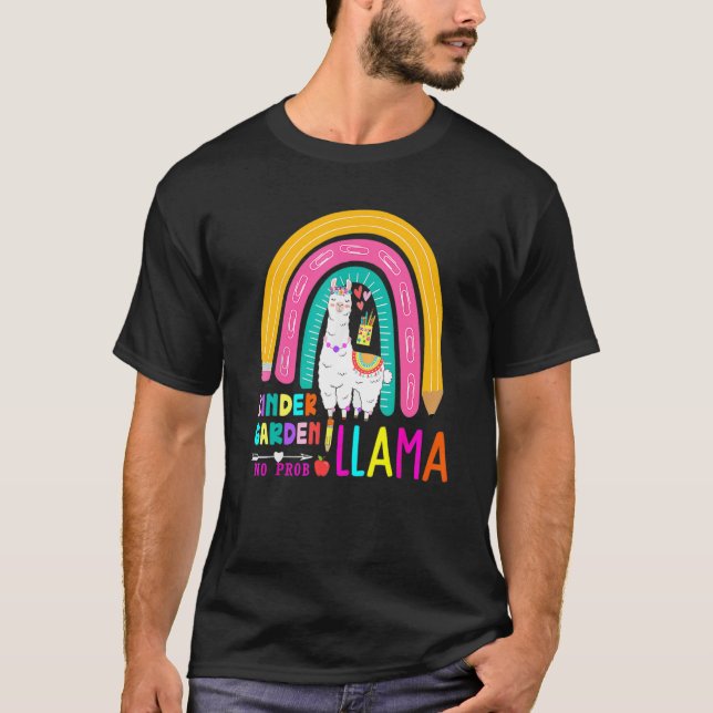 Camiseta Rainbow Kindergarten No Prob Llama 100th Day of Sc (Anverso)