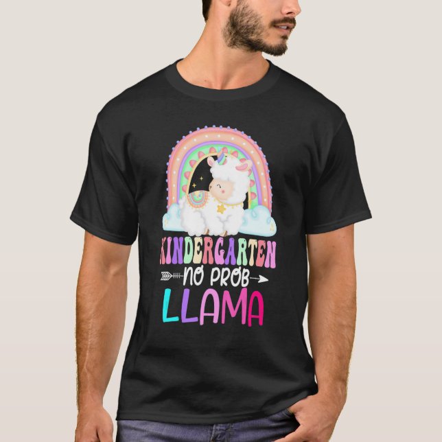Camiseta Rainbow Kindergarten No Prob Llama 100th Day of Sc (Anverso)