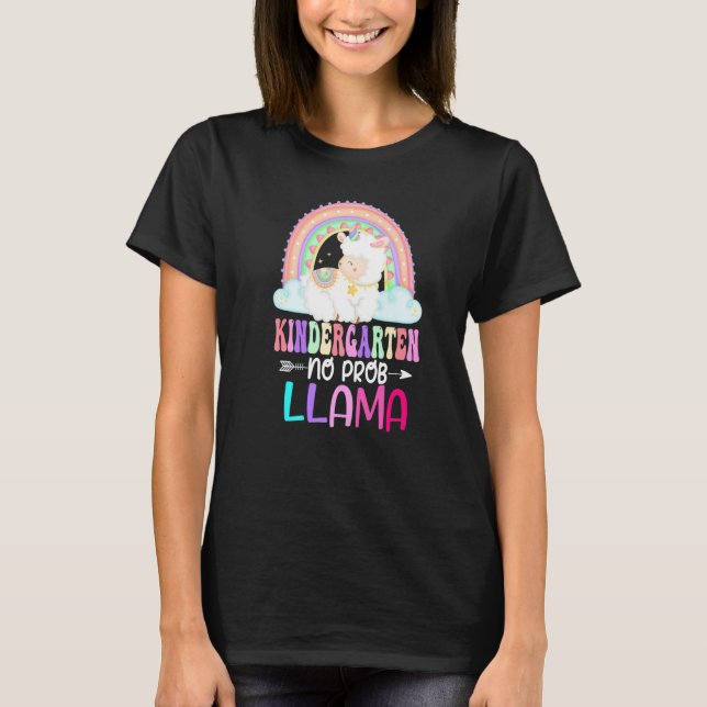 Camiseta Rainbow Kindergarten No Prob Llama 100th Day of Sc (Anverso)
