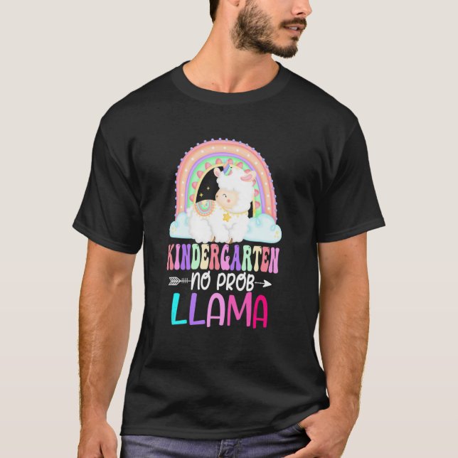 Camiseta Rainbow Kindergarten No Prob Llama 100th Day Of Sc (Anverso)