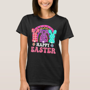 Camiseta Rainbow Leopard Bunny Rabbit Palm Sunday Happy Eas