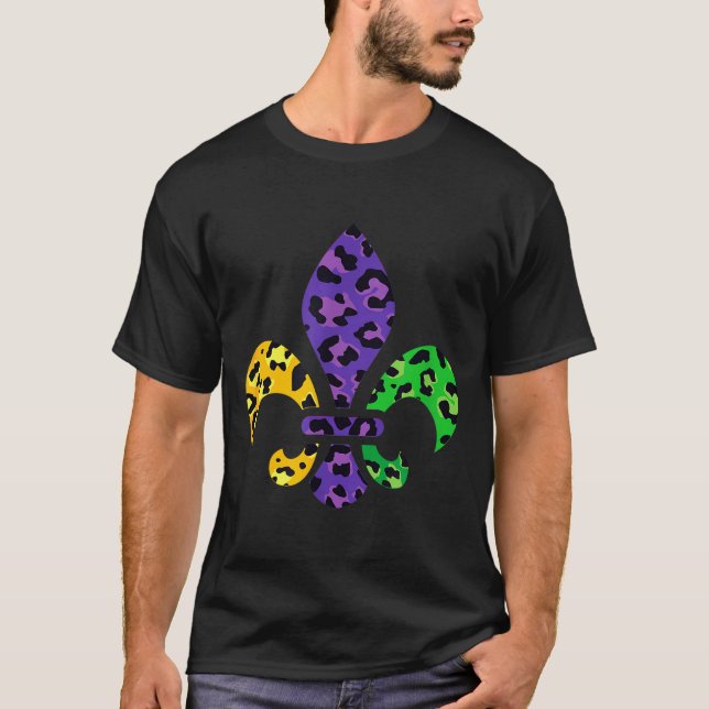 Camiseta Rainbow Leopard Mardi Gras Fleur De Lis Us New Orl (Anverso)