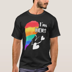 Camiseta Rainbow Lgbt Heart I'm Hers For Couples Gay Lesbia