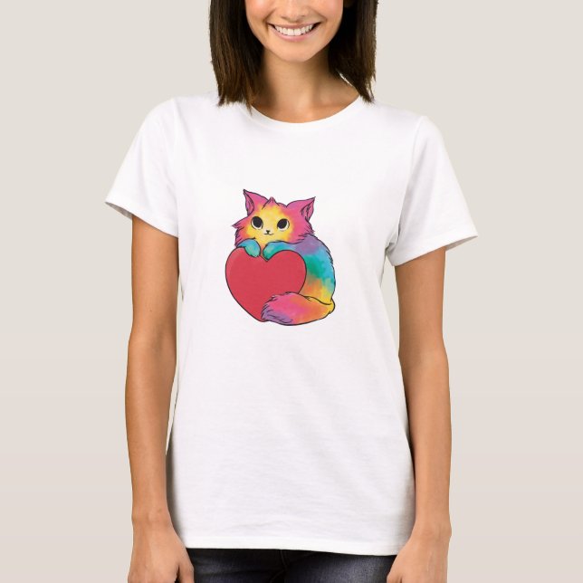 Camiseta Rainbow Love Kitten LGBTQ+ (Anverso)