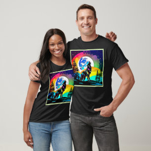 Camiseta Rainbow Lunar Wolf Howf Art