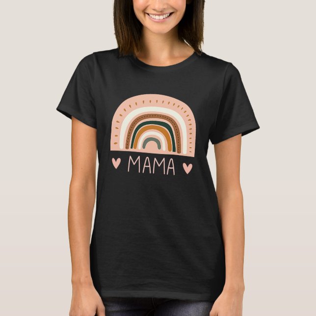 Camiseta Rainbow Mama V Neck  Boho Style Teacher for Mom (Anverso)