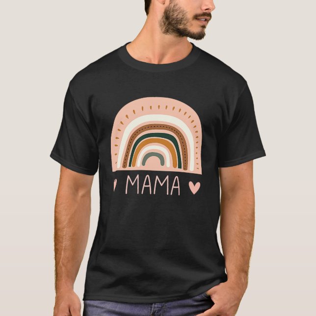 Camiseta Rainbow Mama V Neck  Boho Style Teacher for Mom (Anverso)