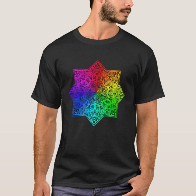 Camiseta Rainbow Mandala Lotus Flower Sacred Geometry Yoga  (Anverso)