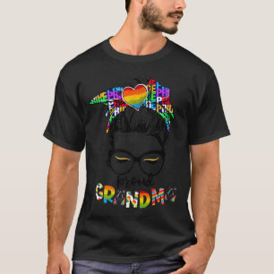 Camiseta Rainbow Messy Bun Orgullosa Abuela Lesbiana LGBT G