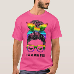 Camiseta Rainbow Messy Bun Proud Grammy Gay Lesbian LGBT Pr