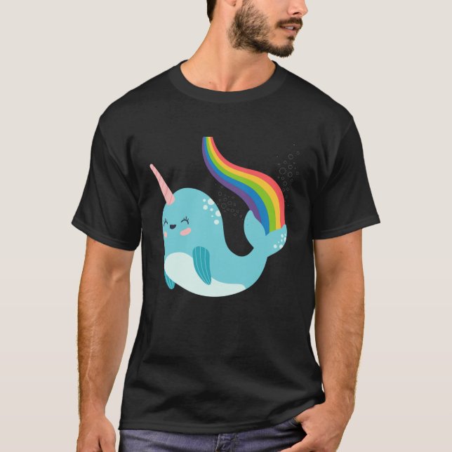 Camiseta Rainbow Narwhal for Girls Cute Narwhale Graphic (Anverso)