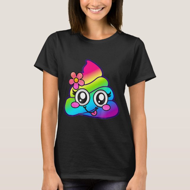 Camiseta Rainbow Op Emoji Cute Unicorn O Flower Silly  (Anverso)