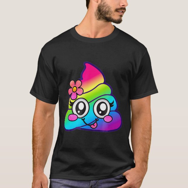 Camiseta Rainbow Op Emoji Cute Unicorn O Flower Silly  (Anverso)