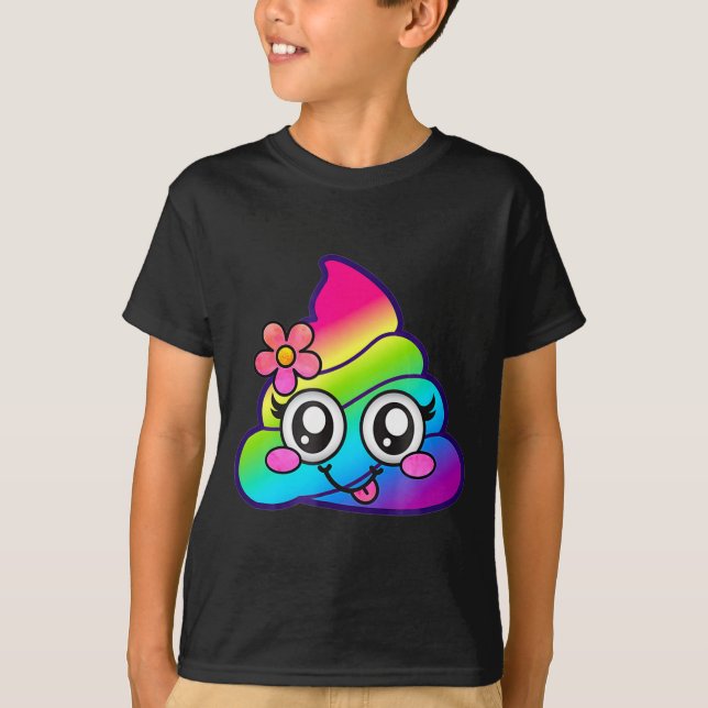 Camiseta Rainbow Op Emoji Cute Unicorn O Flower Silly  (Anverso)