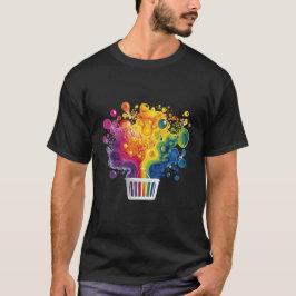 Camiseta Rainbow Paint Explosion from a Basket