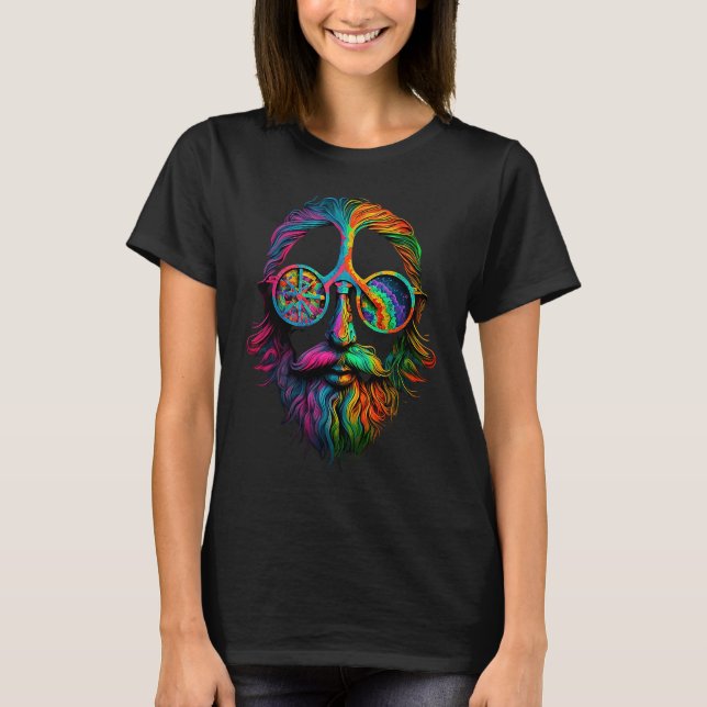 Camiseta Rainbow Peace Sign Cool Dude Hippie (Anverso)